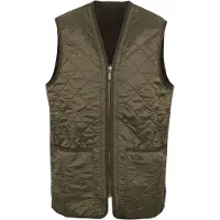 Barbour Men's Polarquilt Waistcoat Zip-In Dark Olive Check XXL
