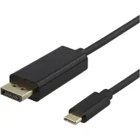 Deltaco musta USB-C - DisplayPort 4K kaapeli