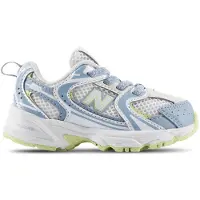 New Balance unisex for kids. I530V1_KL 530 Bungee Lace blue leather sneakers (21.5), Flat, Laces, Casual, Sport, children's fashion