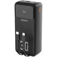 24hShop Powerbank 30000mAh pikalatauksella ja sisäänrakennetuilla kaapeleilla - svart