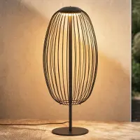LUCANDE LED-lattiavalaisin ulos Richi, musta, korkeus 90 cm, IP44 Richi, Musta, Metalli, Moderni