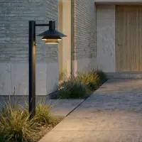 LUCANDE LED-pylväsvalaisin Montaro, 100 cm, antrasiitti, liiketunnistin Montaro, Musta, Alumiini, Moderni
