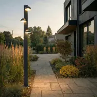 LUCANDE LED-ulkovalaisin Velira, musta, 220 cm, 3-lamppuinen Velira, Musta, Metalli, Moderni