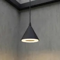 LINDBY LED-riippuvalaisin Soran, halkaisija 15 cm, musta, IP44 Soran, Musta, Metalli, Moderni