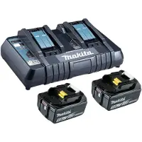 Makita - Akkulaturi + akku 2 x - Li-Ion - 5 Ah - 2 x akkujen laturi