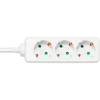 Deltaco Earthed power strip with 3 sockets, 1.5 m