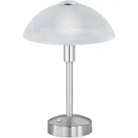 TRIO Donna LED pöytävalaisin 30cm 4,5W 3000K harjattu teräs/alabasteri