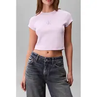 Calvin Klein Monologo Baby Rib Tee - Purple - M