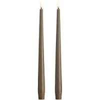 Moods & More LED taper candle - Slim - Dark sand - 23x300 mm - 2 pcs