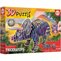 Educa Palapeli 3D Triceratops - - 67 osaa - Sekä pojille että tytöille - Alk. 6-vuotiaille