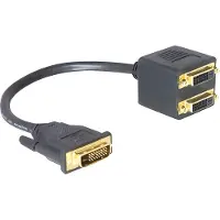 DeLOCK Adapter DVI25 M > 2x DVI25 F, 0,2 m, DVI-I, DVI, Uros, Naaras, Musta (65051)