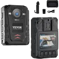 Vevor 1440P HD -poliisivartalokamera, 64 Gt:n vartalokamera ääni- ja videotallennuksella, sisäänrakennettu 3500 mAh akku, 2,0 tuuman LCD-näyttö, infrapunayönäkö, vedenpitävä GPS-henkilökohtainen varta