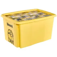 Keeeper -säilytyslaatikko kannella 45L Minions Mosaic 0612239205361, 45L, 0,10kg, PP-muovi, tilaa säästävä muotoilu, upotetut kahvat