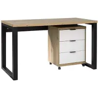 ADRK Furniture Kirjoituspöytä Biurko Maro I, musta/ruskea/valkoinen