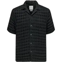 Only & Sons Onsbraddock Reg Ss Resort Waffle Shirt - Black - L
