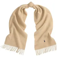 Ralph Lauren Fringe-Trim Wool Scarf - Beige - ONE SIZE