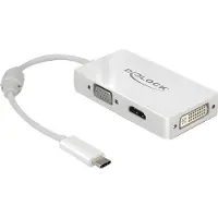 DeLOCK 63924, USB Type-C, 3840 x 2160 pikseliä, Valkoinen, 60 Hz, 0,13 m, Windows 10, Windows 7, Windows 8.1