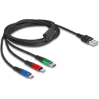 DeLOCK – USB Charging Cable 3 in 1 Type-A to Lightning / Micro USB / USB Type-C 2 m 3-coloured (90156)