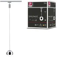 Paulmann URail Capsule II -LED-riippuvalo kromia Capsule, himmennettävä, Alumiini/harmaa/sinkki, Olohuone/ruokailutila, Metalli, Moderni