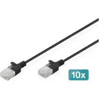 Digitus DK-1618-050S-BL-10, 5 m, Cat6, U/UTP (UTP), RJ-45, RJ-45, Musta