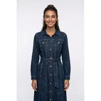 Gant Belted Denim Midi Dress - Navy - 40