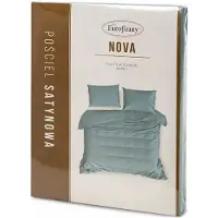 Eurofirany satiinipuuvillainen vuodevaatesetti Nova, 220x200, 3-osainen, sininen