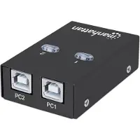 Manhattan USB-A automaattinen jakokytkin, 2x USB-B-porttia, 480 Mbps (USB 2.0), kaksoisohjaus (automaattinen tunnistus tai manuaalinen), USB-virtalähd
