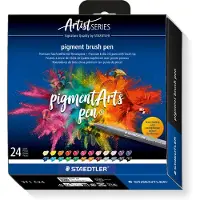 Staedtler Pigment Arts Brush Pen, 24 väriä, Monivärinen, Pyöreä, Muovi, Polypropeeni (PP), Vesipohjainen muste, Aikuiset & Lapset