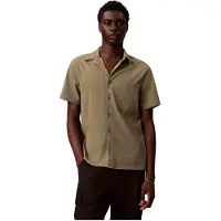 Calvin Klein Ss Solid Seersucker Classic Shir - Khaki green - XL
