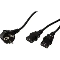 Roline Power cable 2x IEC320 C-13, 1xCEE7/7, 2m, black (19.08.1022)