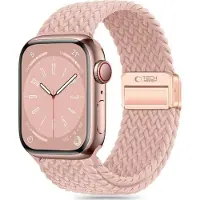 Tech-Protect Apple Watch Series 11/10/9/8/7/6/SE 3/SE NylonMag -ranneke - 40mm/41mm/42mm - Pölyinen ruusu