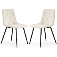 Hobby Hall 2 kpl samettisia tikattuja ruokatuoleja MILO – beige, mustilla jaloilla
