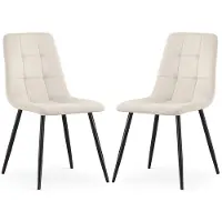Hobby Hall 2 kpl samettiverhoiltuja tikattuja NERO-tuoleja – beige, mustilla jaloilla