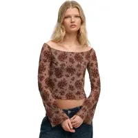 Superdry Flocked Mesh Pitkähihainen T-paita