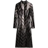 Superdry for woman. W8011850A Black Chevron Open-Back Dress (S), Party, Polyester, Long sleeve