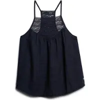Superdry for woman. W6011860A Navy lace tank top (S), Casual, Viscose, Sleeveless / Straps