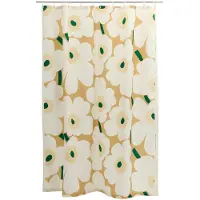 Marimekko Unikko suihkuverho Sand-off white-hay-emerald