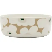 Marimekko Oiva Unikko -tarjoilukulho 1,5 l, valkoinen/beige/hiekka/tummanvihreä