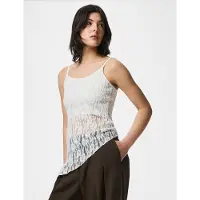 Pieces Pcariana Sl Asymmetric Lace Top D2D Pp - White - L