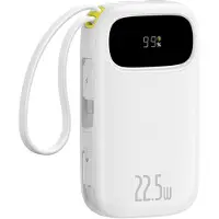 Baseus EnerFill FC31 10000mAh 22.5W Power Bank with Digital Display with 2 Built-in Cables - White - 10000 mAh