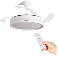 InnovaGoods LED Ceiling Fan with 4 Retractable Blades Keteez White 72 W Ø49-104 cm