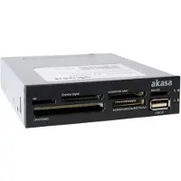 Akasa USB 2.0 minneskortläsare, intern, 3,5", 6 slot,svart/beige fron