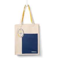 IF Bookaroo tummansininen ja keltainen puuvillakassi