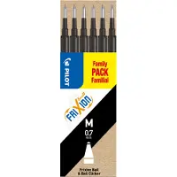 Pilot Frixion vaihtomustepatruuna, musta, 0,7 mm, 6 kpl