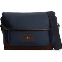 Tommy Hilfiger Olkalaukku 'Heritage Logo Patch' laivastonsininen / tummanruskea
