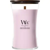 Woodwick Cherry Blossom & Vanilla tuoksukynttilä sisältää puusydämen 610 g