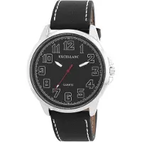Excellanc miesten rannekello mustalla tekonahkarannekkeella – 45 mm
