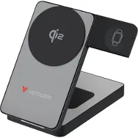 Verbatim 10 000mAh Charge 'n' Go Qi2, varavirtalähde, Magsafe + Watch, USB-C PD 30W, harmaa