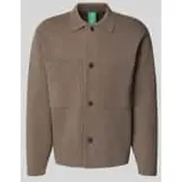 Selected Anrharki Ls Knit Polo Cardigan - Brown - L