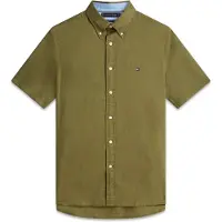 Tommy Hilfiger Linen Blend Solid Ss Rf Sht - Khaki green - S